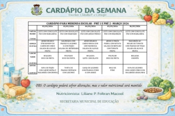 Foto - Cardápio da Merenda Escolar 2026