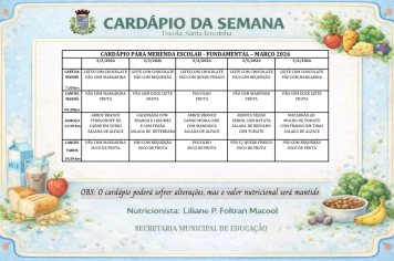 Foto - Cardápio da Merenda Escolar 2026
