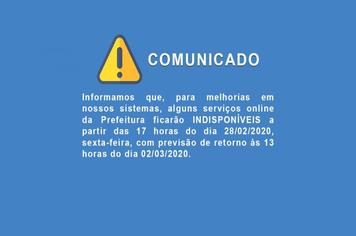 COMUNICADO - SISTEMAS FICARÃO INDISPONÍVEIS