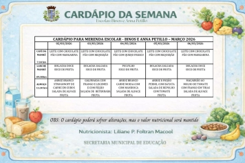 Foto relacionada - Cardápio da Merenda Escolar (02/03 a 06/03)